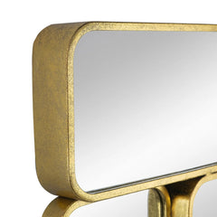 32 Inch Luxury Wall Decor Mirror, 8 Gold Finish Curved Metal Frames