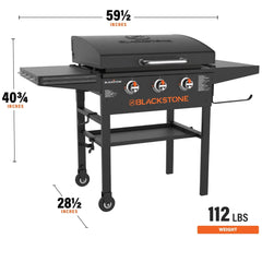 28-Inch XL 3-Burner Griddle with Hood, Black