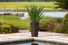 All-Weather Wicker Planter Set with Liners, Outdoor Decorative Garden Plant Pots for Patio, Deck & Balcony