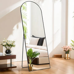 21x64 Arched Full-Length Mirror – Shatter-Proof Glass with Aluminum Alloy Stand