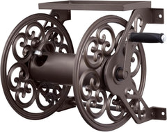 Steel Decorative Wall Mount Garden Hose Reel, Outdoor Garden Hose Storage Holder for Patio and Yard