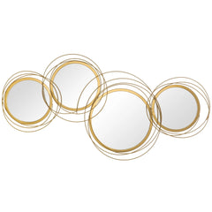 Modern Gold Metal Wall Art with Mirror, Decorative Hanging Wall Sculpture for Living Room, Bedroom and Dining Room