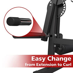 Leg Extension and Leg Curl Machine, Adjustable Lower Body Exercise Bench, Strength Training Equipment for Home Gym and Fitness Workouts