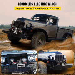 18,000 LBS Electric Winch, 12V Steel Cable Winch, Off-Road Towing Winch for ATV, UTV, Truck and Trailer