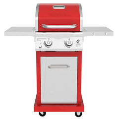2-Burner Propane Gas Grill, 28,000 BTU, Stainless Steel, Red
