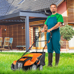 2-in-1 Electric Scarifier and Lawn Dethatcher, 16-Inch 15A Corded Dethatcher with 14.5-Gallon Collection Bag