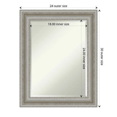 Beveled Bathroom Wall Mirror, Silver Frame Decorative Vanity Mirror for Bathroom, Bedroom and Entryway