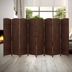 6 FT Tall Woven Fiber Room Divider, Freestanding Folding Privacy Screen
