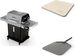 5-in-1 Electric and Propane Grill, 3-Burner Outdoor BBQ Grill and Smoker with Digital Controls, Griddle and Pizza Maker, Stainless Steel
