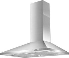 30 Inch Wall Mount Stainless Steel Range Hood, Modern Kitchen Exhaust Vent Hood with LED Light