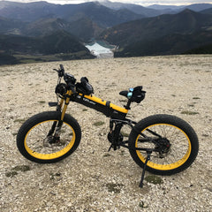 1000W 26-Inch Fat Tire Folding Electric Mountain Bike, Dual Crown Fork, 17.5Ah