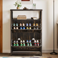 Shoe Storage Cabinet Organizer with 2 Compartments, Entryway and Hallway Shoe Cabinet