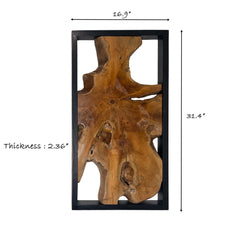 Abstract Live Edge Teak Wood Wall Sculpture, Natural Wooden Wall Art Decor for Living Room and Home Decoration