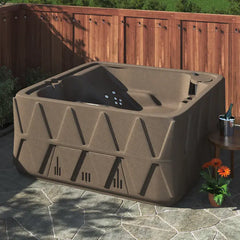 4-Person Square Plug-and-Play Hot Tub with Ozonator – 20 Stainless Steel Jets, LED Waterfall, 110V