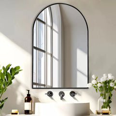 Modern Arch Aluminum Bathroom Wall Mirror, Wall Mounted Vanity Mirror for Bathroom, Bedroom and Home Decor