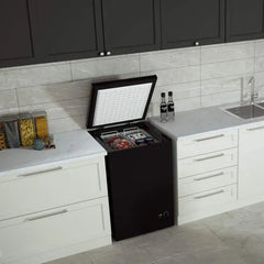 3.5 Cu. Ft. Chest Freezer with 2 Removable Baskets and 7 Temperature Settings, Black