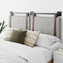 Wall Mount Upholstered Headboard with Metal Rail - Modern Bedroom Headboard