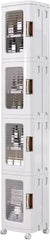 4-Tier Tall Narrow Plastic Storage Cabinet, Slim Vertical Organizer for Bathroom, Bedroom and Home Storage