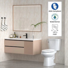 Two-Piece Elongated Toilet with Soft-Close Seat, 1.28 GPF Siphonic Flush, Universal Height, Cotton White