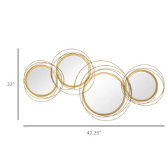 Modern Gold Metal Wall Art with Mirror, Decorative Hanging Wall Sculpture for Living Room, Bedroom and Dining Room