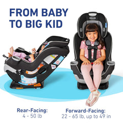 Convertible Baby Car Seat, Rear- and Forward-Facing, with Adjustable Extension Panel, Gotham