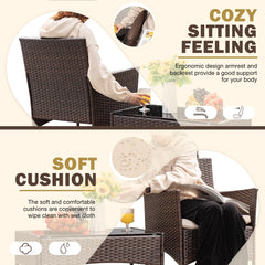 4-Piece Outdoor Patio Furniture Set, Rattan Wicker Chairs and Outdoor Seating Set
