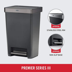13 Gallon Step-On Trash Can for Home and Kitchen, Hands-Free Garbage Bin