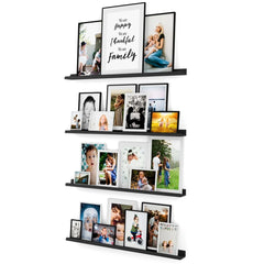 Set of 4 Floating Wall Shelves, 46 Inch Picture Ledge Display Shelves for Photos, Artwork and Home Decor