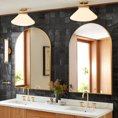2 Pack 36x24 Inch Arched Bathroom Vanity Mirrors, Wall Mounted Decorative Mirrors for Bathroom and Bedroom