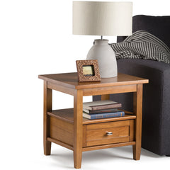 20 Inch Wide Solid Wood Rectangle End Table, Transitional Side Table