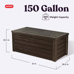 150 Gallon Outdoor Deck Box with Bench Seat, Large Storage Container for Patio, Garden, Yard and Pool Area