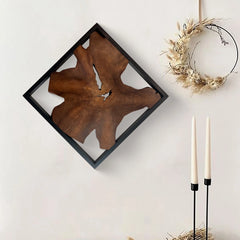 Abstract Live Edge Teak Wood Wall Sculpture, Natural Wooden Wall Art Decor for Living Room and Home Decoration