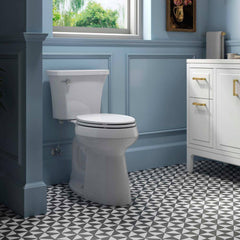 Extra-Tall Elongated Toilet, 1.28 GPF, White, with Seat