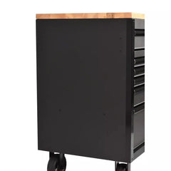61-Inch W x 23-Inch D 15-Drawer Mobile Workbench with Solid Wood Top