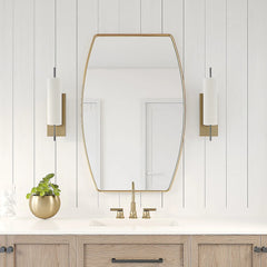 Modern Oblong Metal Wall Mirror, Decorative Elongated Hanging Mirror for Living Room, Bedroom and Entryway