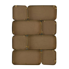 32 Inch Luxury Wall Decor Mirror, 8 Gold Finish Curved Metal Frames