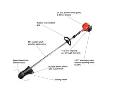 21.2cc 2-Stroke Gas Straight-Shaft String Trimmer