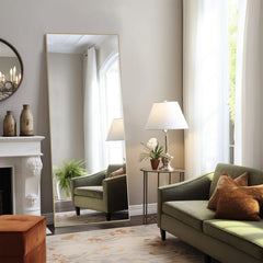 Full Length Mirror with Stand, Aluminum Alloy Frame Full Body Floor Mirror for Bedroom and Cloakroom