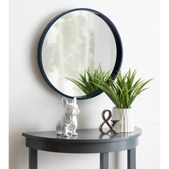 Round Wood Accent Wall Mirror, Modern Decorative Wooden Frame Mirror for Living Room, Bedroom and Entryway