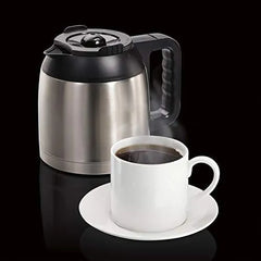 Programmable Thermal Coffee Maker, Single Serve and Full Pot, Compatible with Pods or Grounds, Black and Stainless