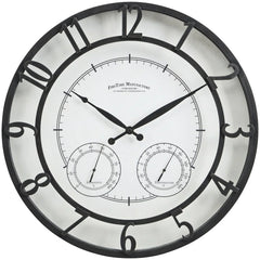 18" Bronze-Tone Outdoor Wall Clock, Weather-Resistant Plastic, Farmhouse Style