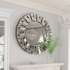 32 Inch Round Decorative Wall Mirror, Glass Accent Mirror for Home Decor