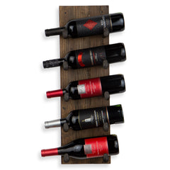 5 Bottle Wood Wall Mounted Wine Rack, Walnut Finish Bottle Holder for Kitchen, Dining Room and Home Bar