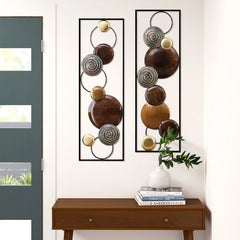 Set of 2 Modern Gold and Brown Metal Wall Decor, Abstract Decorative Wall Art for Living Room, Bedroom and Home Decoration