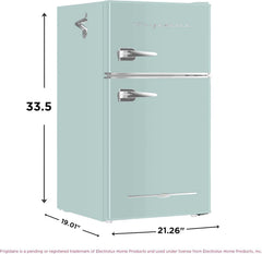 Retro 3.2 Cu Ft Mini Fridge with Freezer – 2-Door Compact Refrigerator with Side Bottle Opener