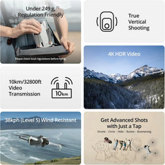 4K Camera Drone with 38-Min. Flight Time, 10 km Video Transmission, GPS Auto Return and Vertical Shooting