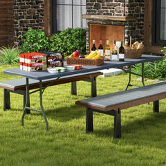 8FT Folding Table 350LBS – Heavy Duty Plastic Table with HDPE Top & Handle
