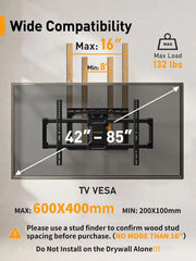 Full Motion TV Wall Mount for 42-85 Inch TVs, Adjustable Swivel Tilt Bracket for Flat Screen Televisions