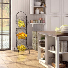 3 Tier Wall Mounted Storage Rack, Multi-Level Floating Shelf Organizer for Kitchen, Bathroom, Bedroom and Home Storage