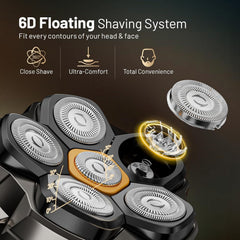 Waterproof Hypoallergenic Head & Face Shaver, Rechargeable Electric Razor for Men’s Scalp and Facial Grooming
